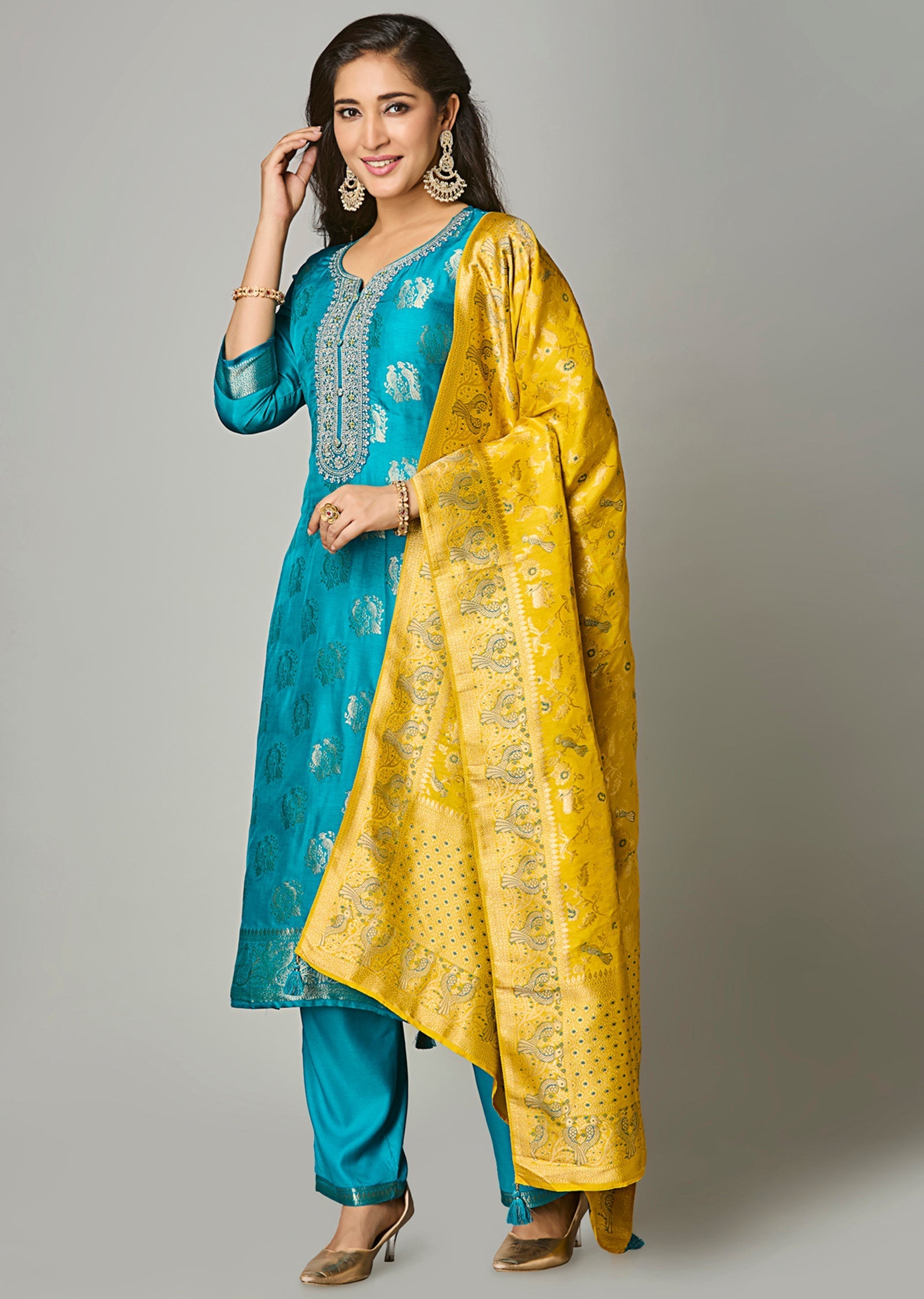 Rama Blue Silk Straight Cut Suit