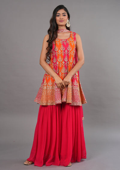 Pink Georgette Shararas Ghararas Set