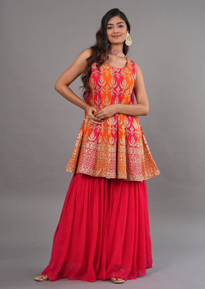 Pink Georgette Shararas Ghararas Set