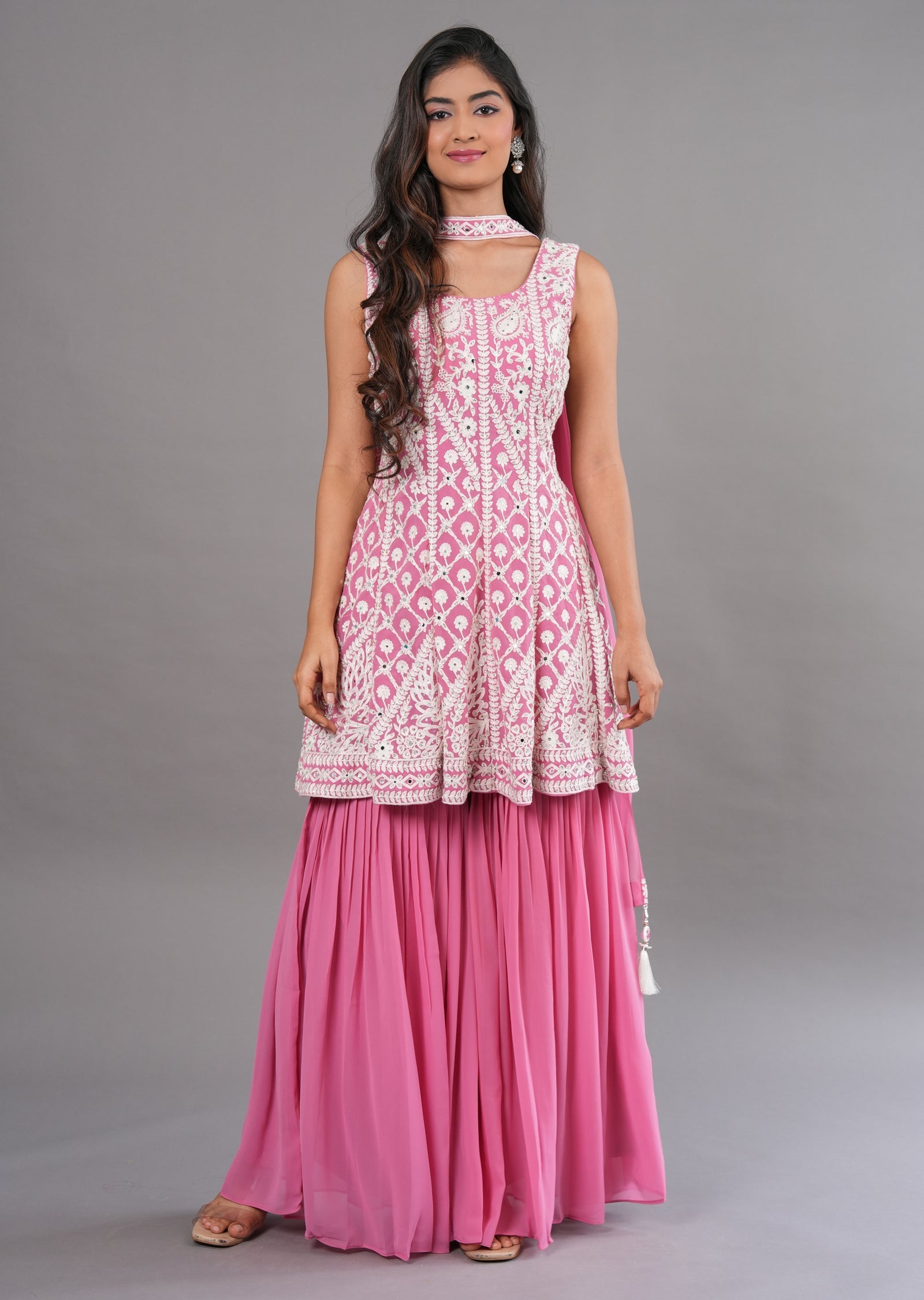 Light Pink Georgette Shararas Ghararas Set