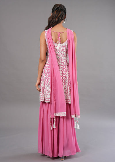 Light Pink Georgette Shararas Ghararas Set