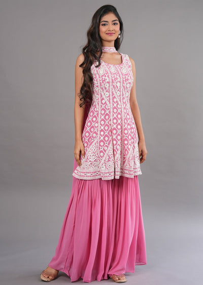 Light Pink Georgette Shararas Ghararas Set