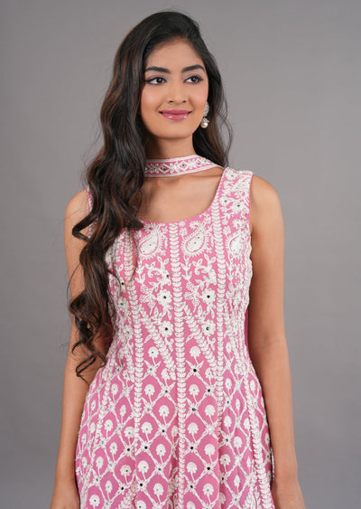 Light Pink Georgette Shararas Ghararas Set