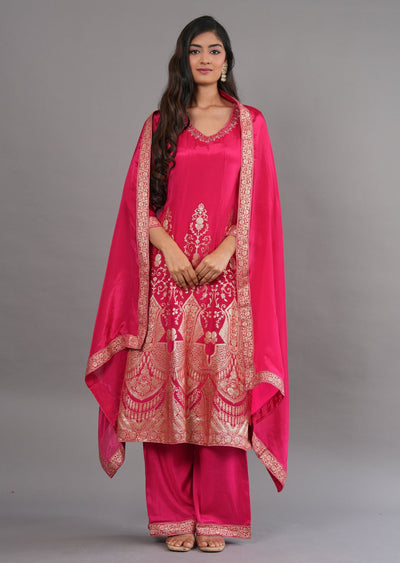 Pink Silk Anarkali Suit