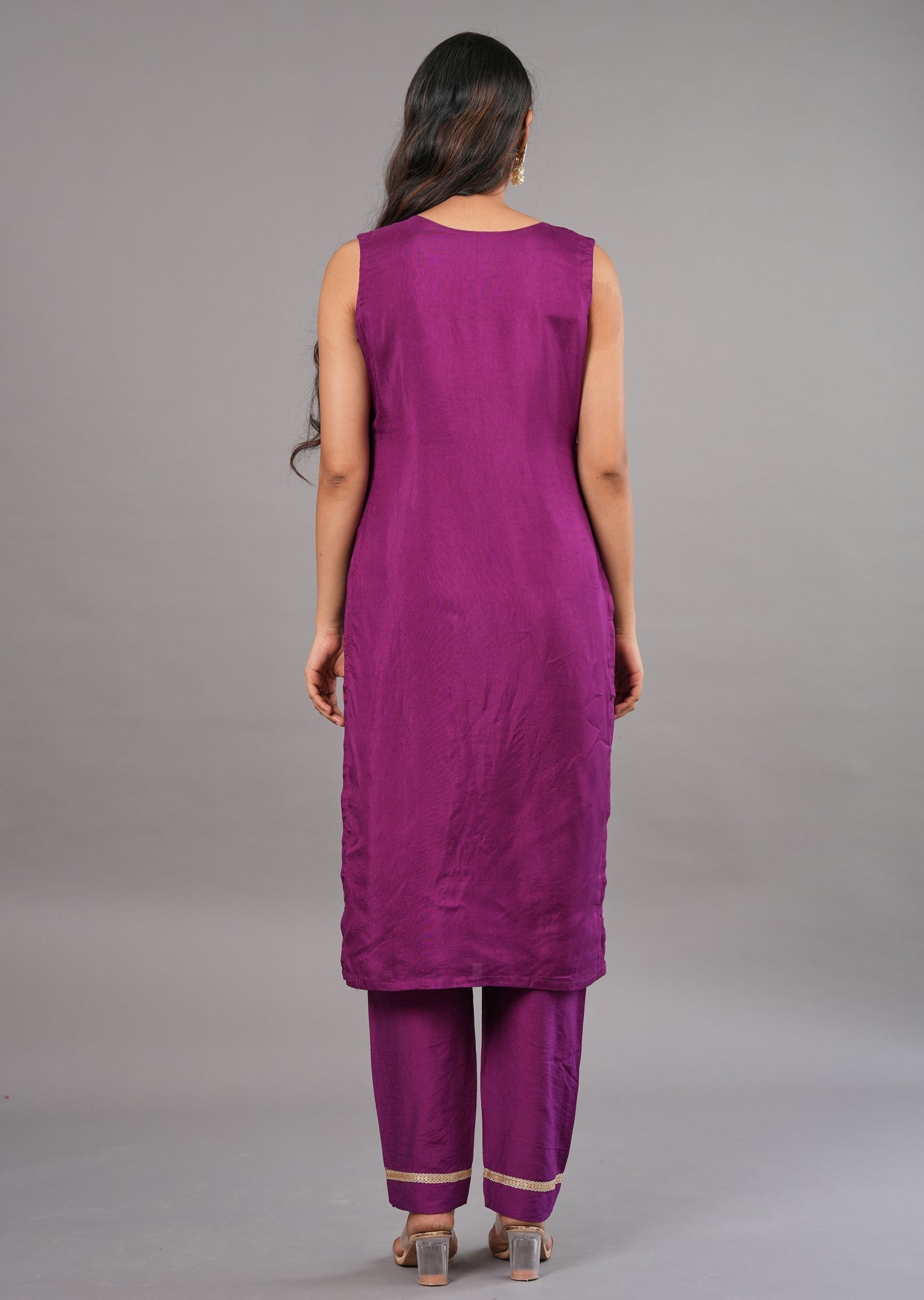 Purple Silk Straight Cut Suit