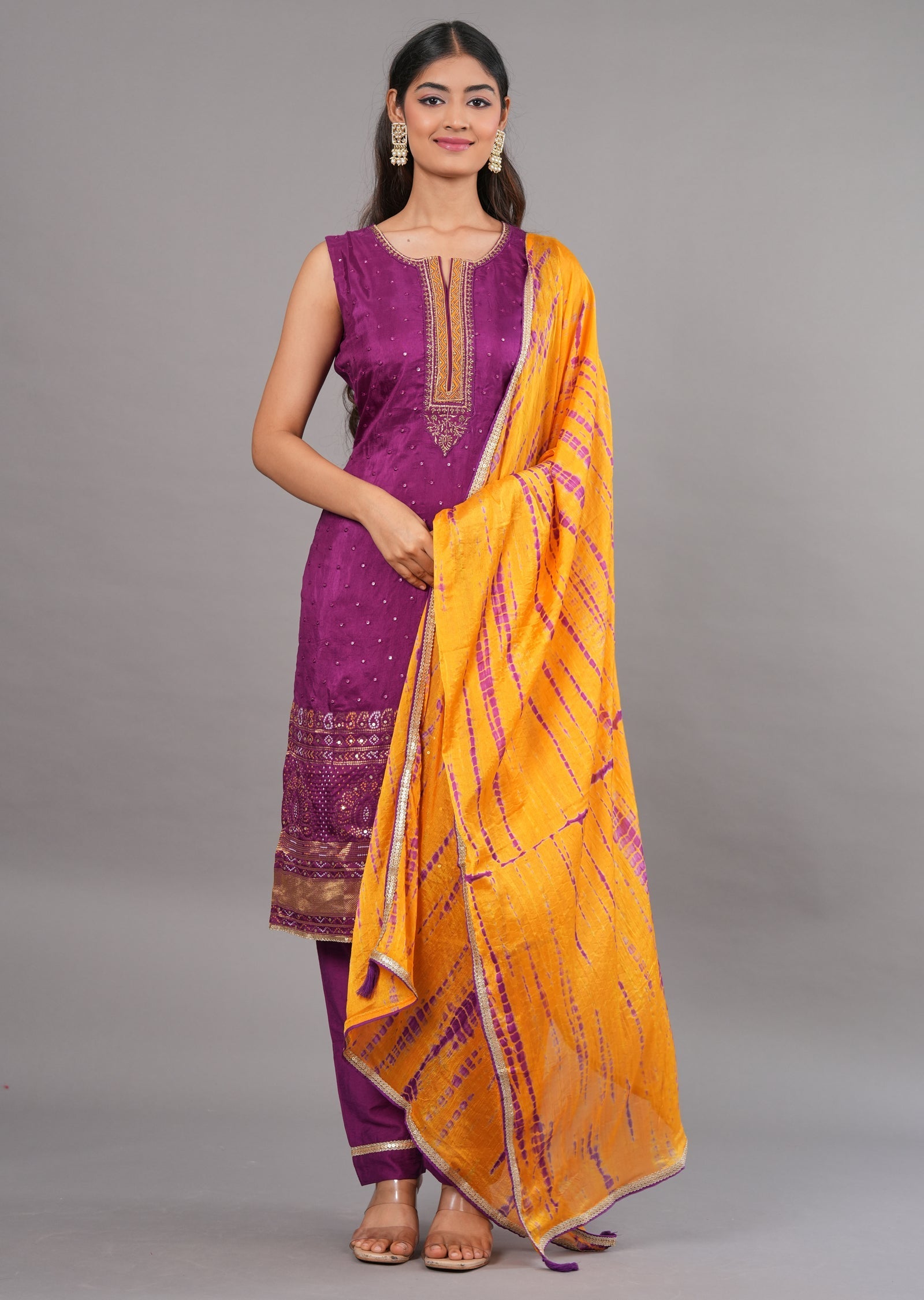 Purple Silk Straight Cut Suit