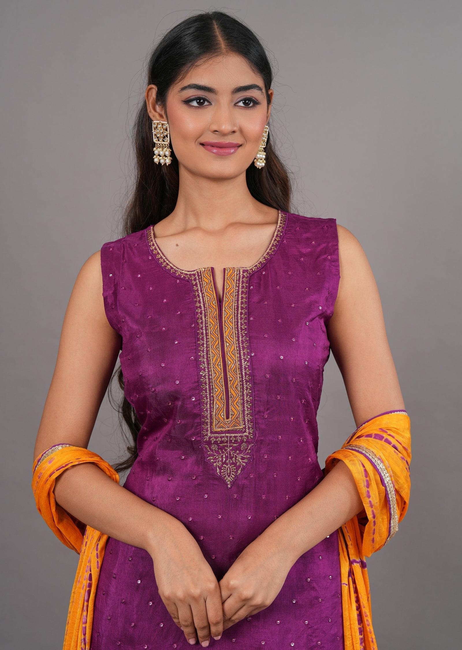 Purple Silk Straight Cut Suit