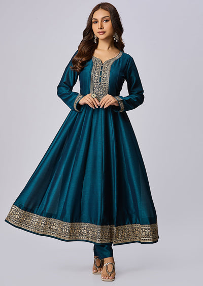 Green Silk Anarkali Suit