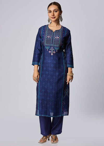 Navy Blue Modal Straight Cut Suit