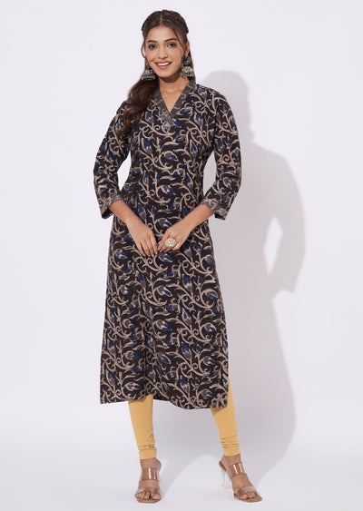 Brown Cotton Straight Cut