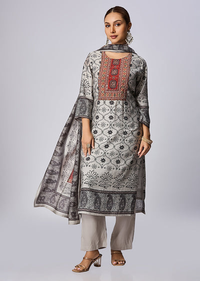 Grey Dola Silk Straight Cut Suit