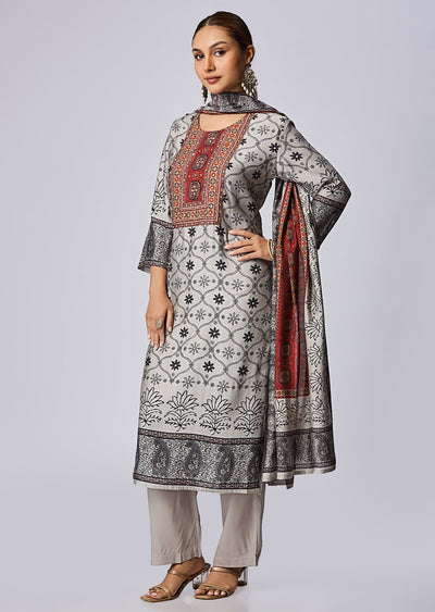 Grey Dola Silk Straight Cut Suit
