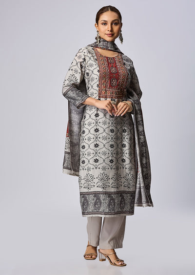 Grey Dola Silk Straight Cut Suit