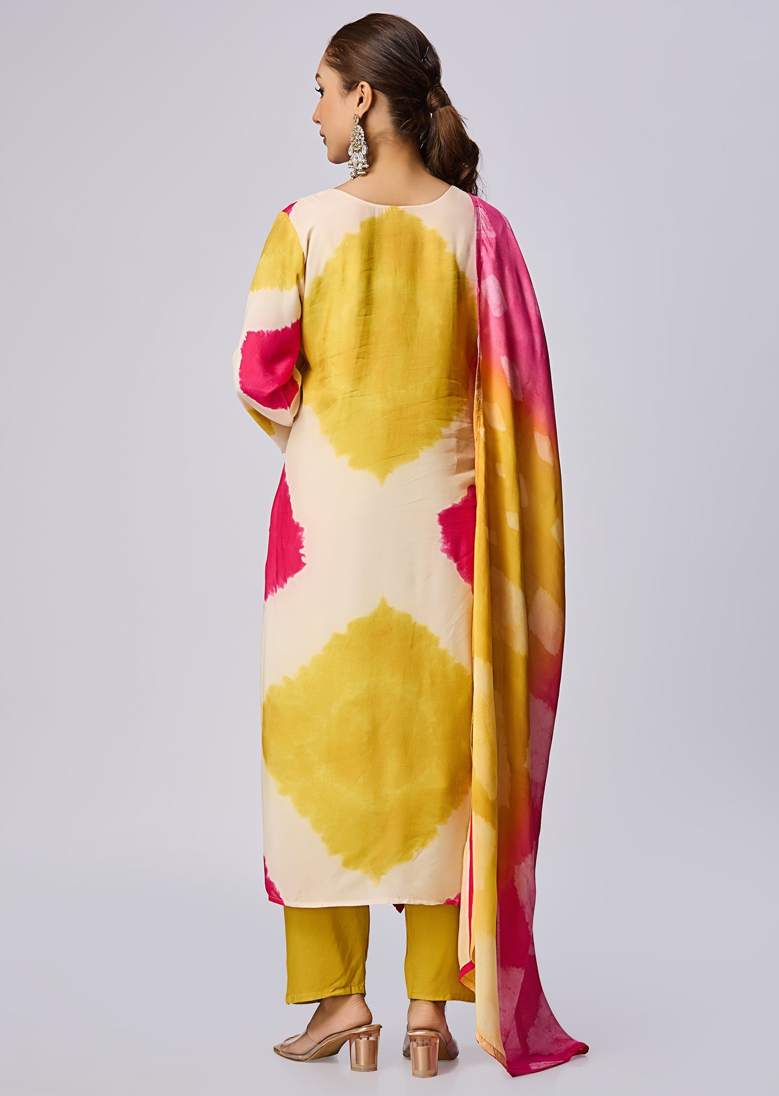 Yellow Dola Silk Straight Cut Suit