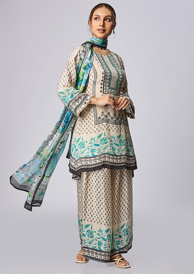 Beige Crepe Anarkali Suit