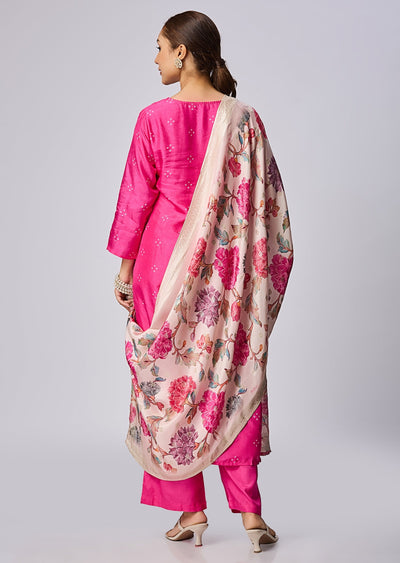 Rani Pink Silk Straight Cut Suit