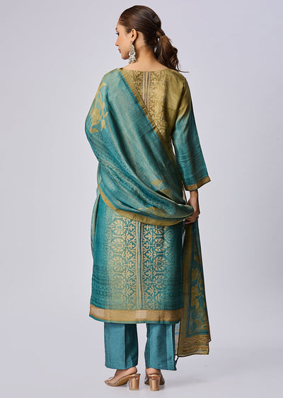 Green Tissue Straight Cut Suit