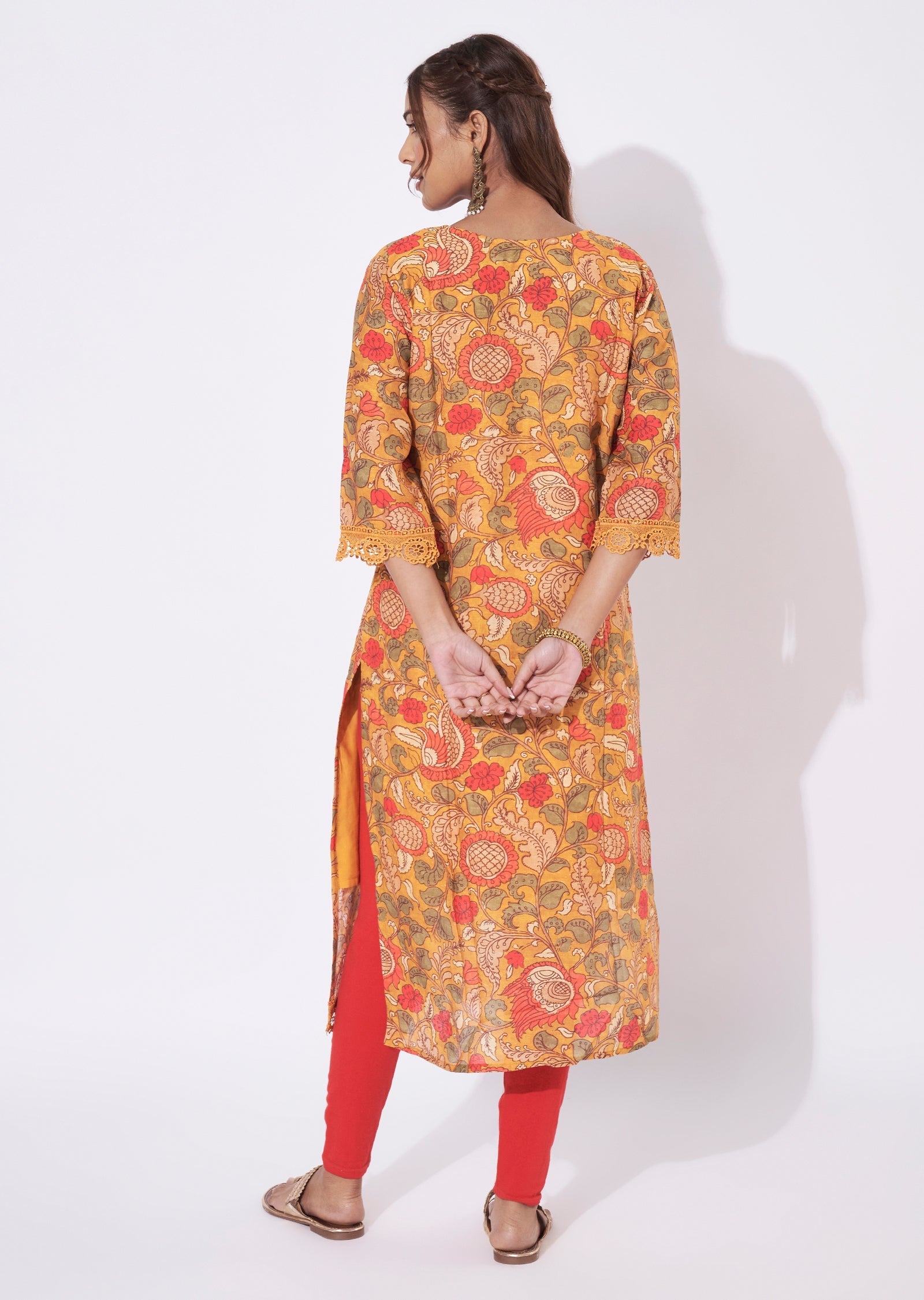 Mustard Chanderi Straight Cut
