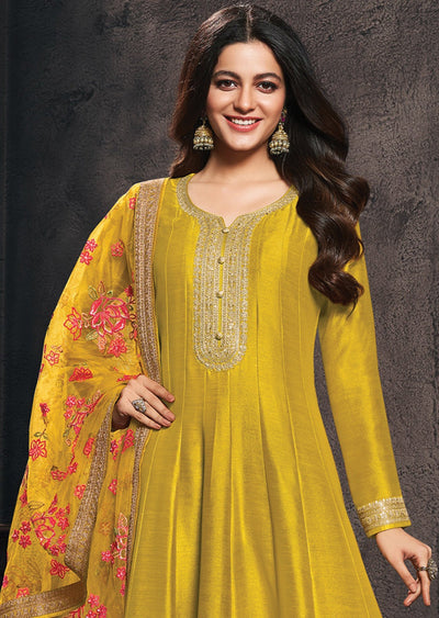 Mustard Silk Anarkali Suit
