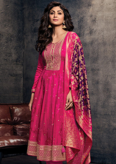 Pink Silk Anarkali Suit