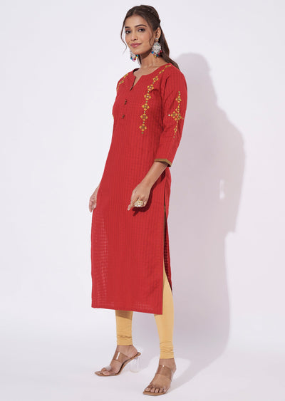 Maroon Cotton Straight Cut