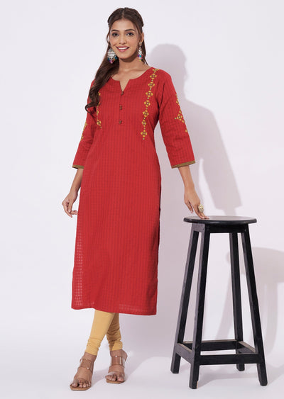 Maroon Cotton Straight Cut