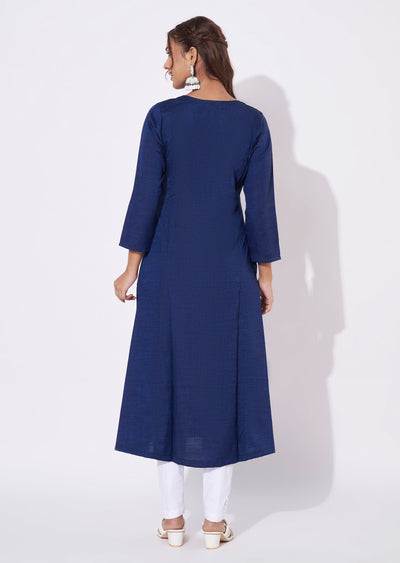 Navy Blue Gold Straight Cut