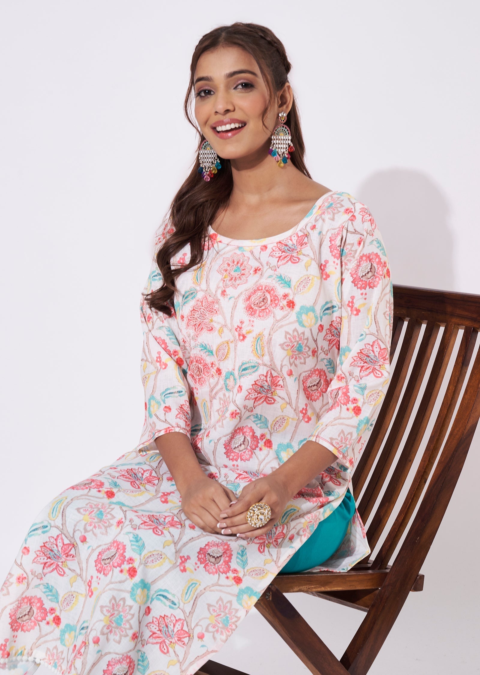 Off White Linen Cotton Straight Cut