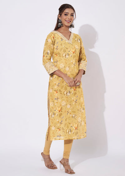 Light Yellow Linen Silk Straight Cut