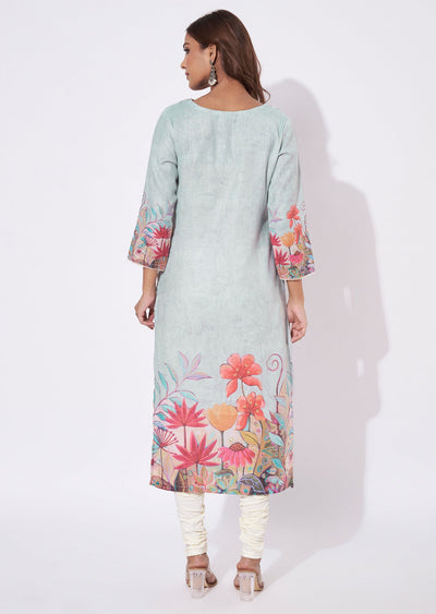 Light Grey Linen Cotton Straight Cut