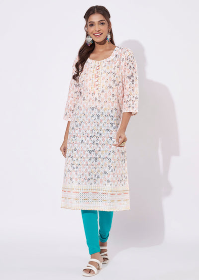 Off White Cotton Straight Cut