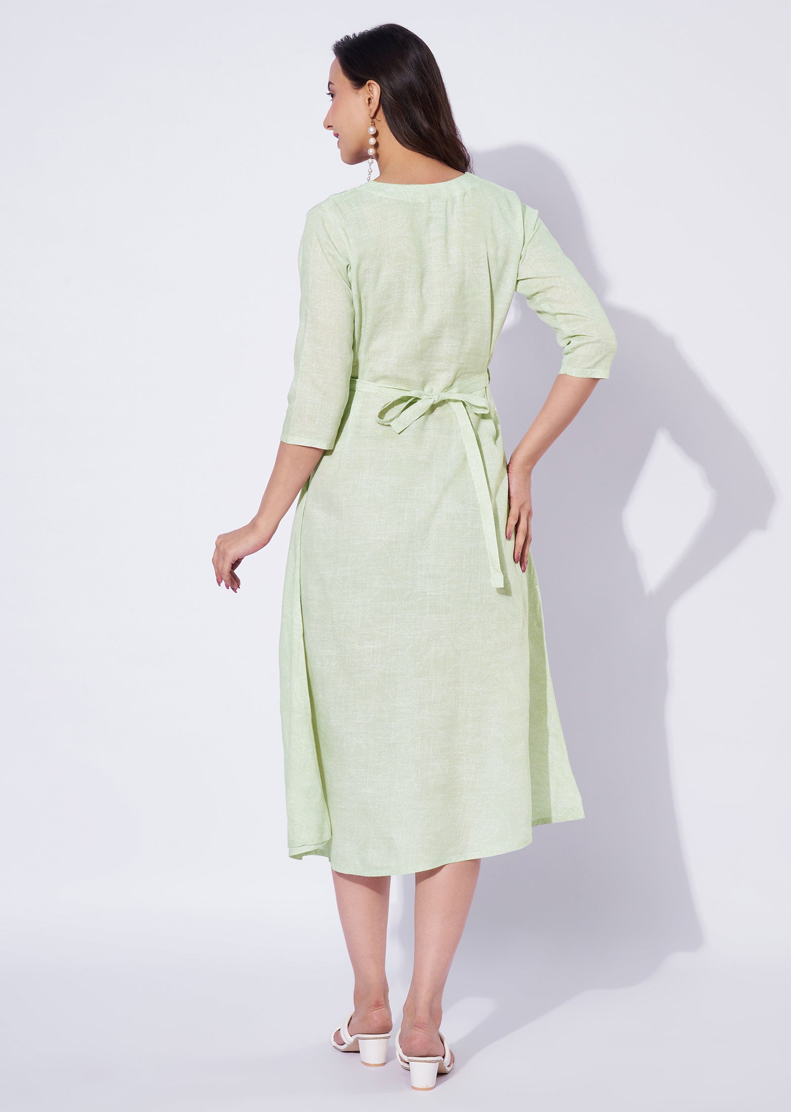 Pista Green Cotton Midi Dress