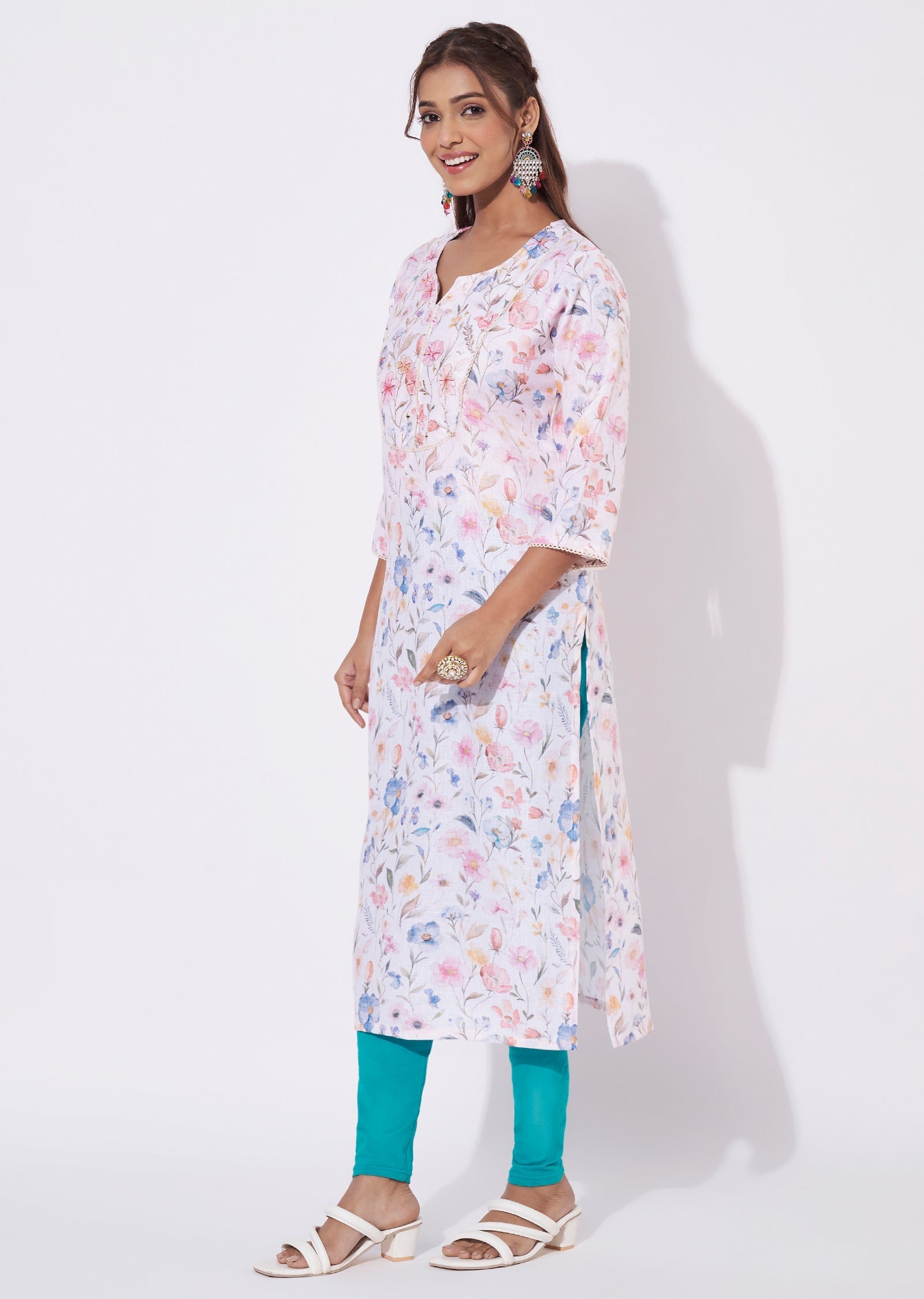 Peach Linen Cotton Straight Cut