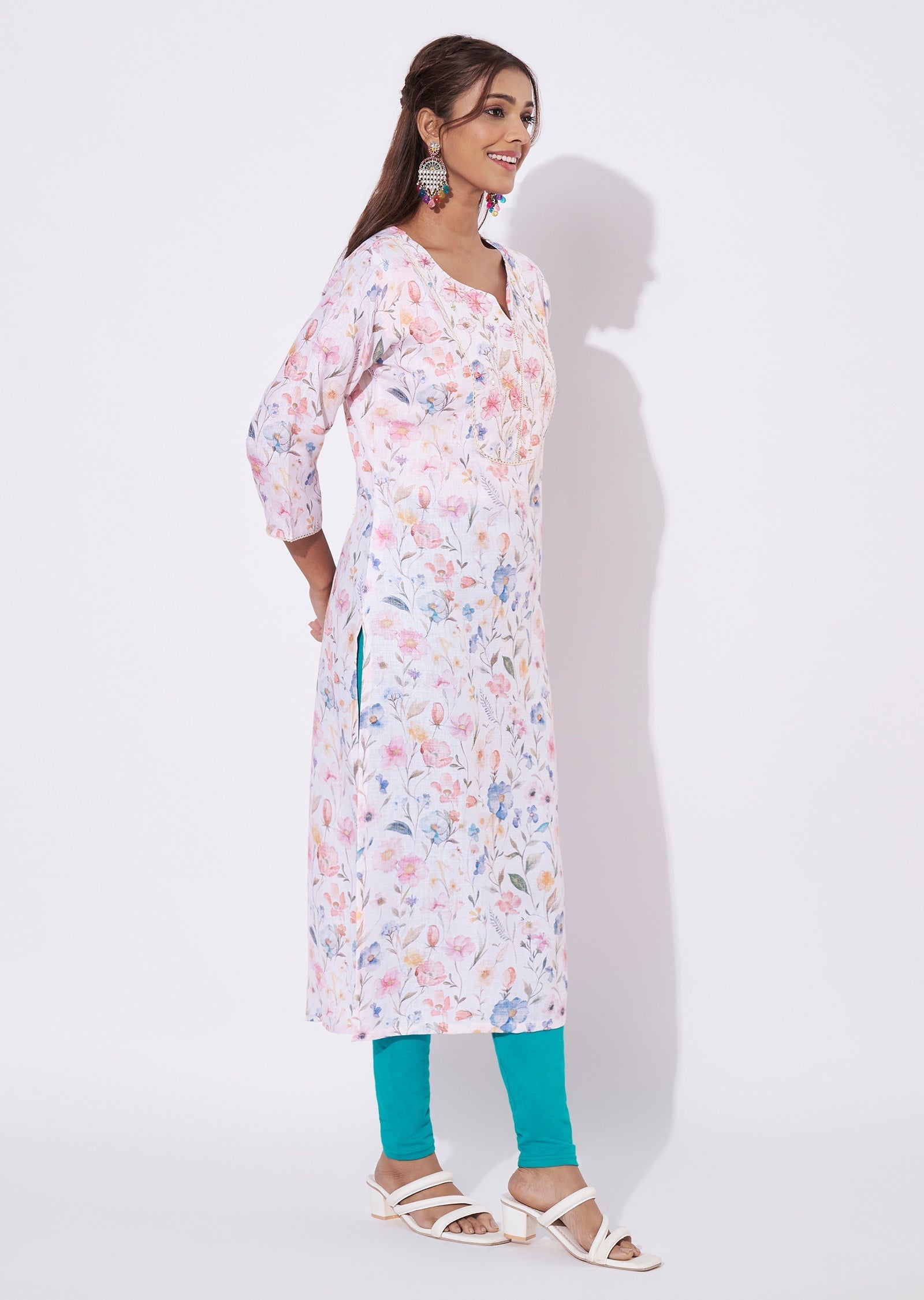 Peach Linen Cotton Straight Cut