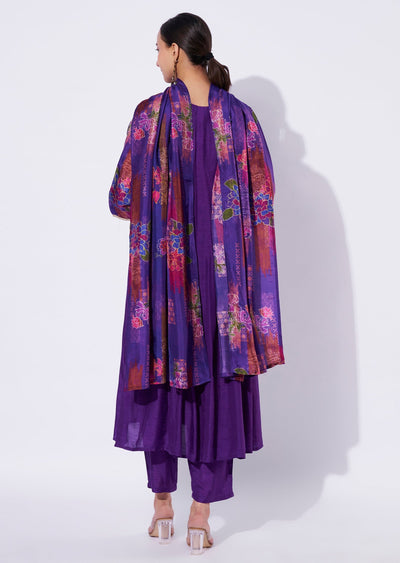 Purple Dola Silk Anarkali Suit