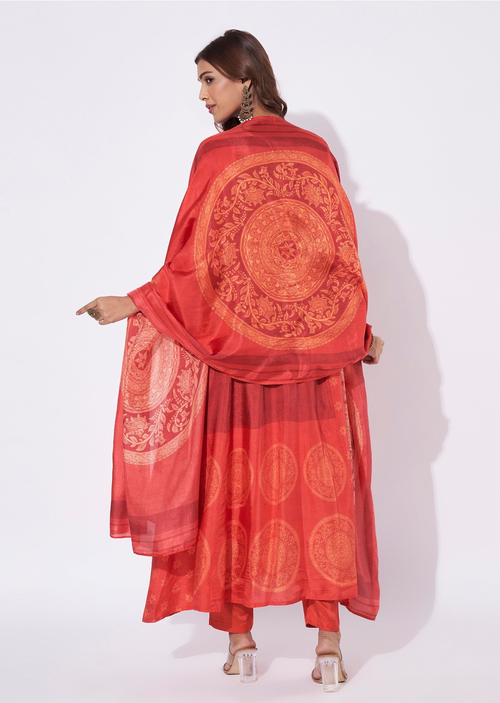 Rust Dola Silk Anarkali Suit