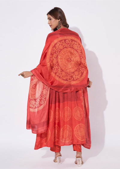 Rust Dola Silk Anarkali Suit
