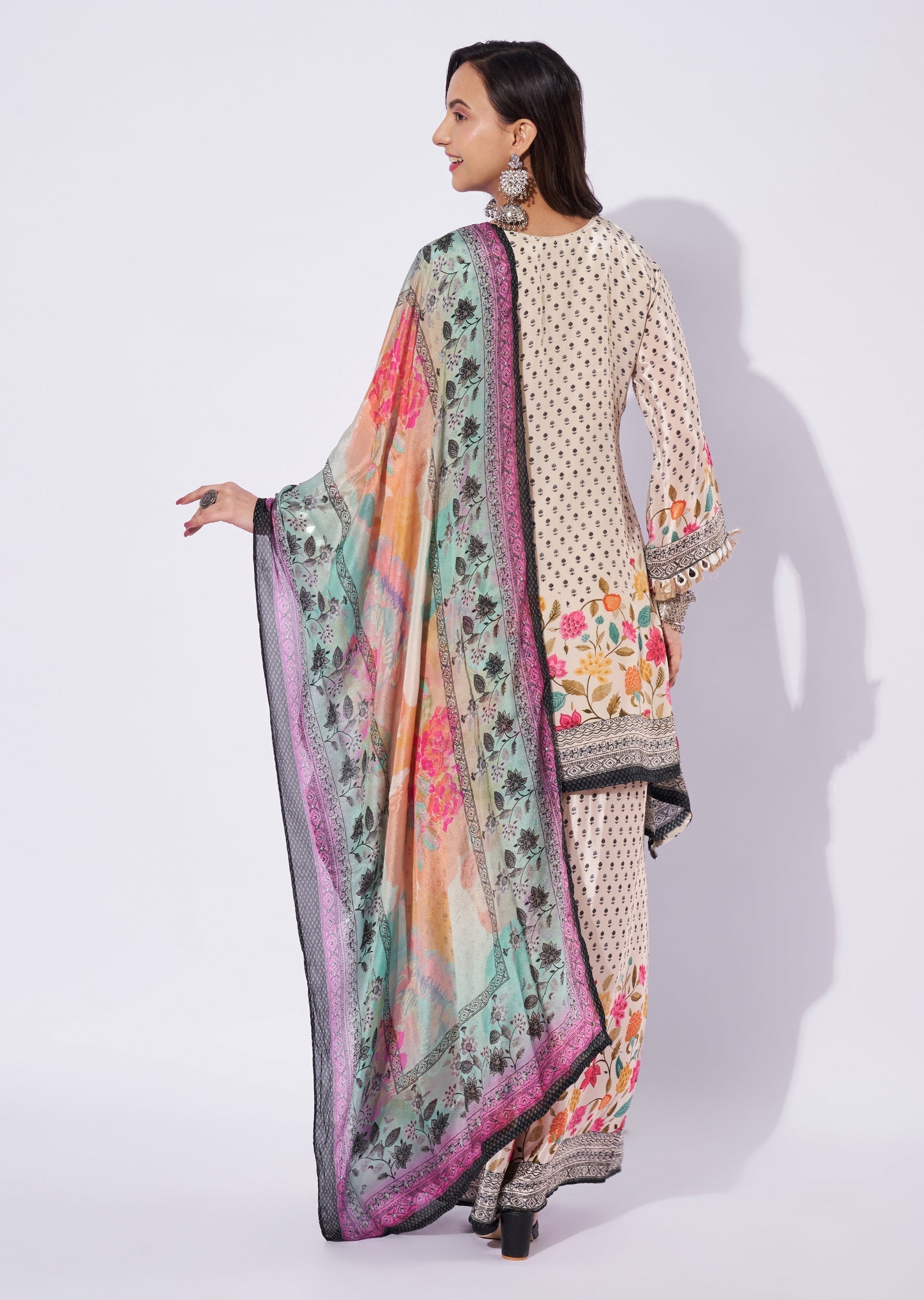 Beige Crepe Palazzo Set