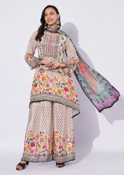 Beige Crepe Palazzo Set