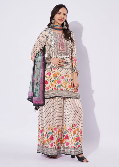 Beige Crepe Palazzo Set