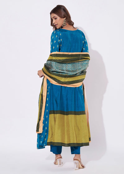 Blue Dola Silk Anarkali Suit