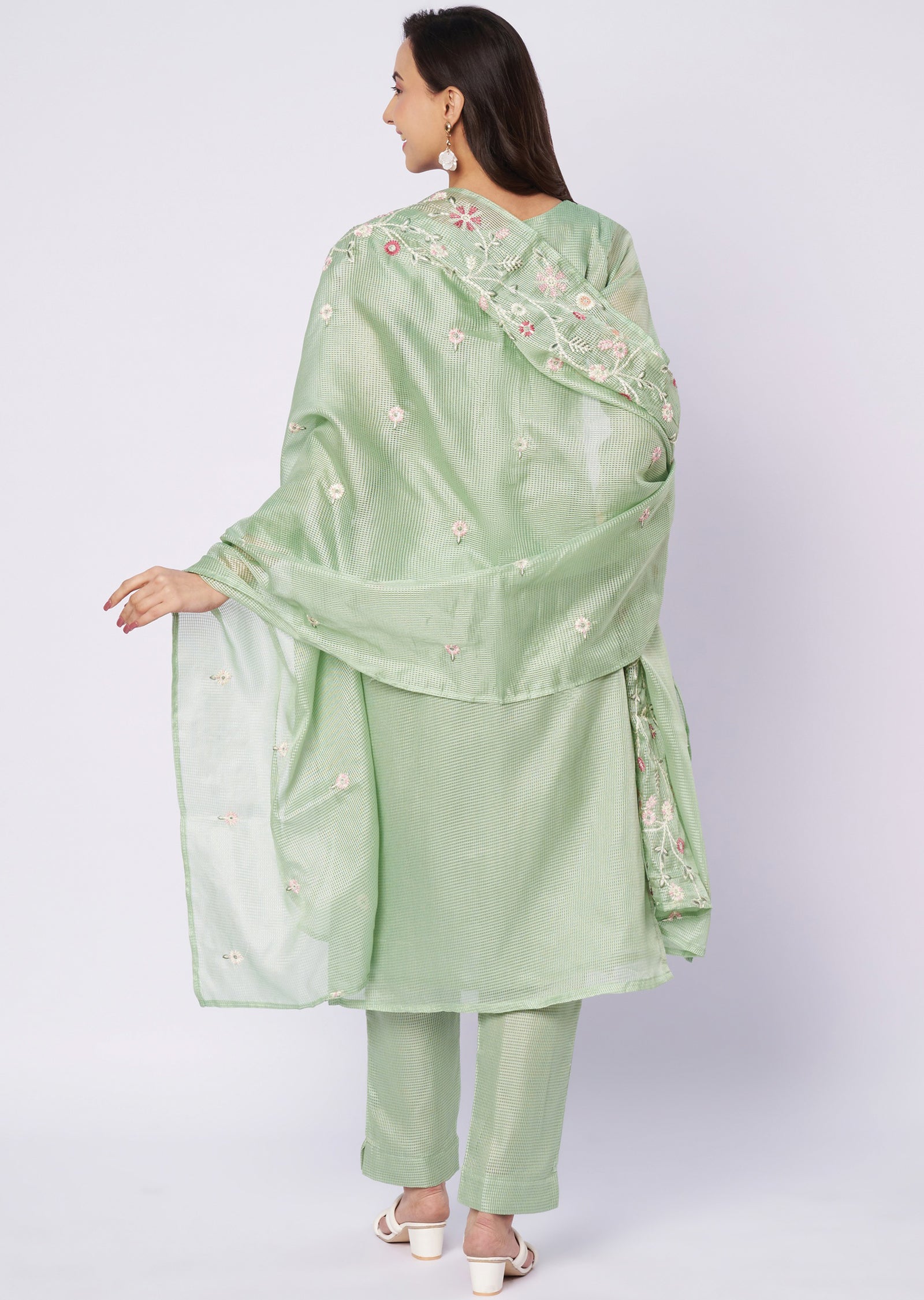 Light green Kota straight cut kurti set