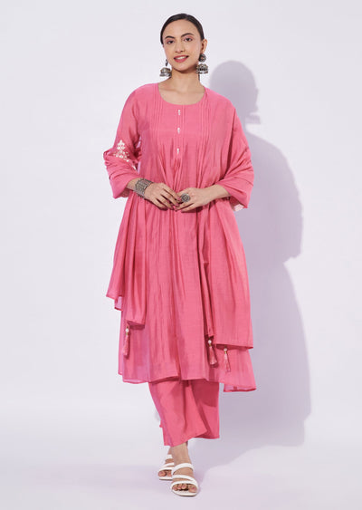 Pink Chanderi Anarkali Suit