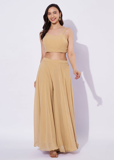 Beige Net Palazzo Set