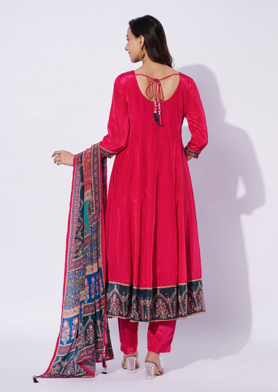 Rani Pink Crepe Anarkali Suit