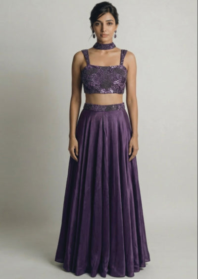 Elegant Mauve Chinnon Lehenga Set