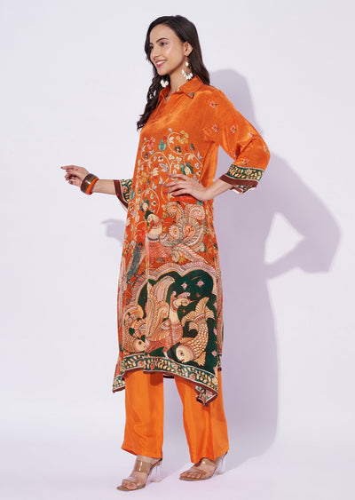 Orange Crepe Straight Cut Suit