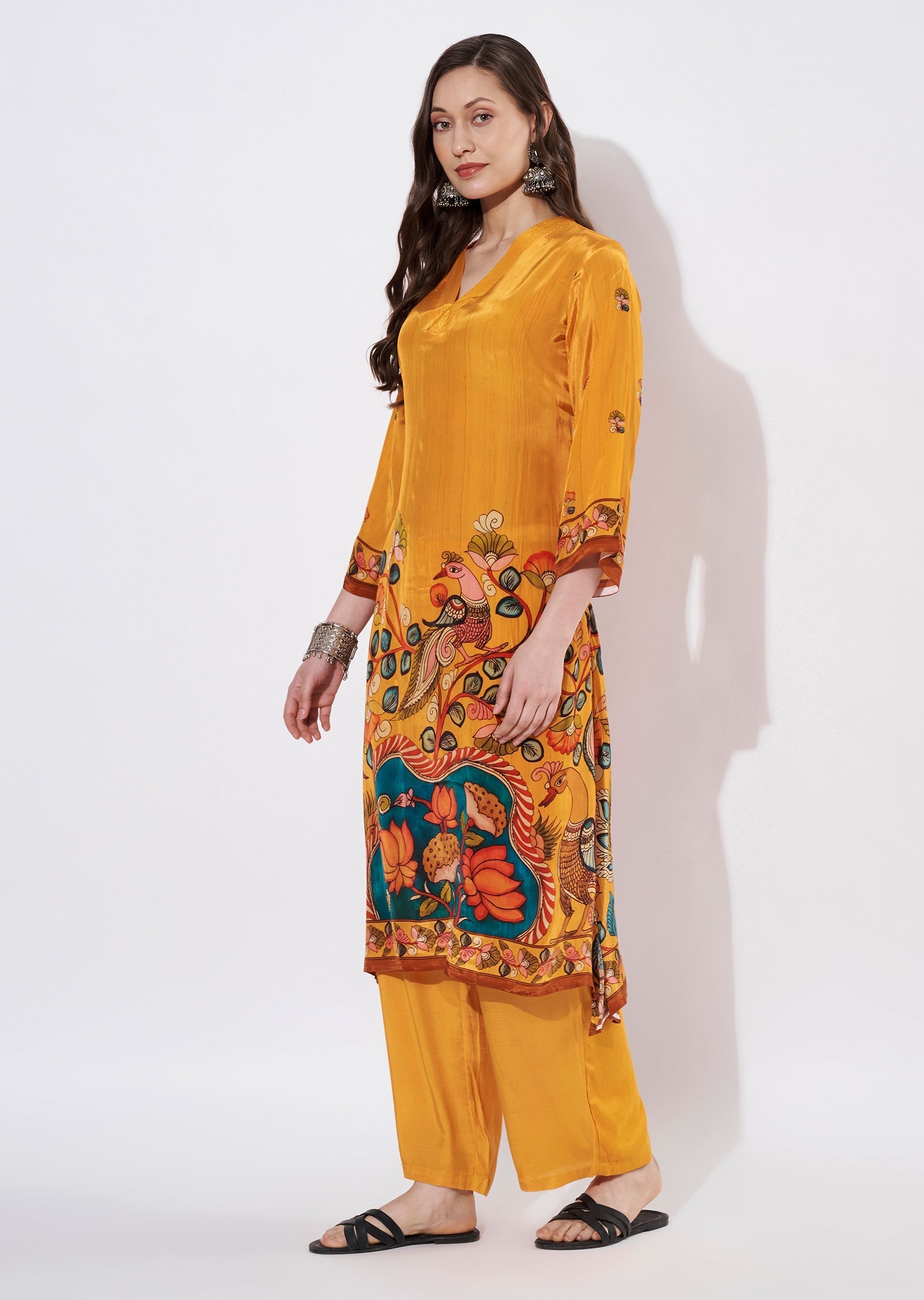 Mustard Crepe Straight cut set
