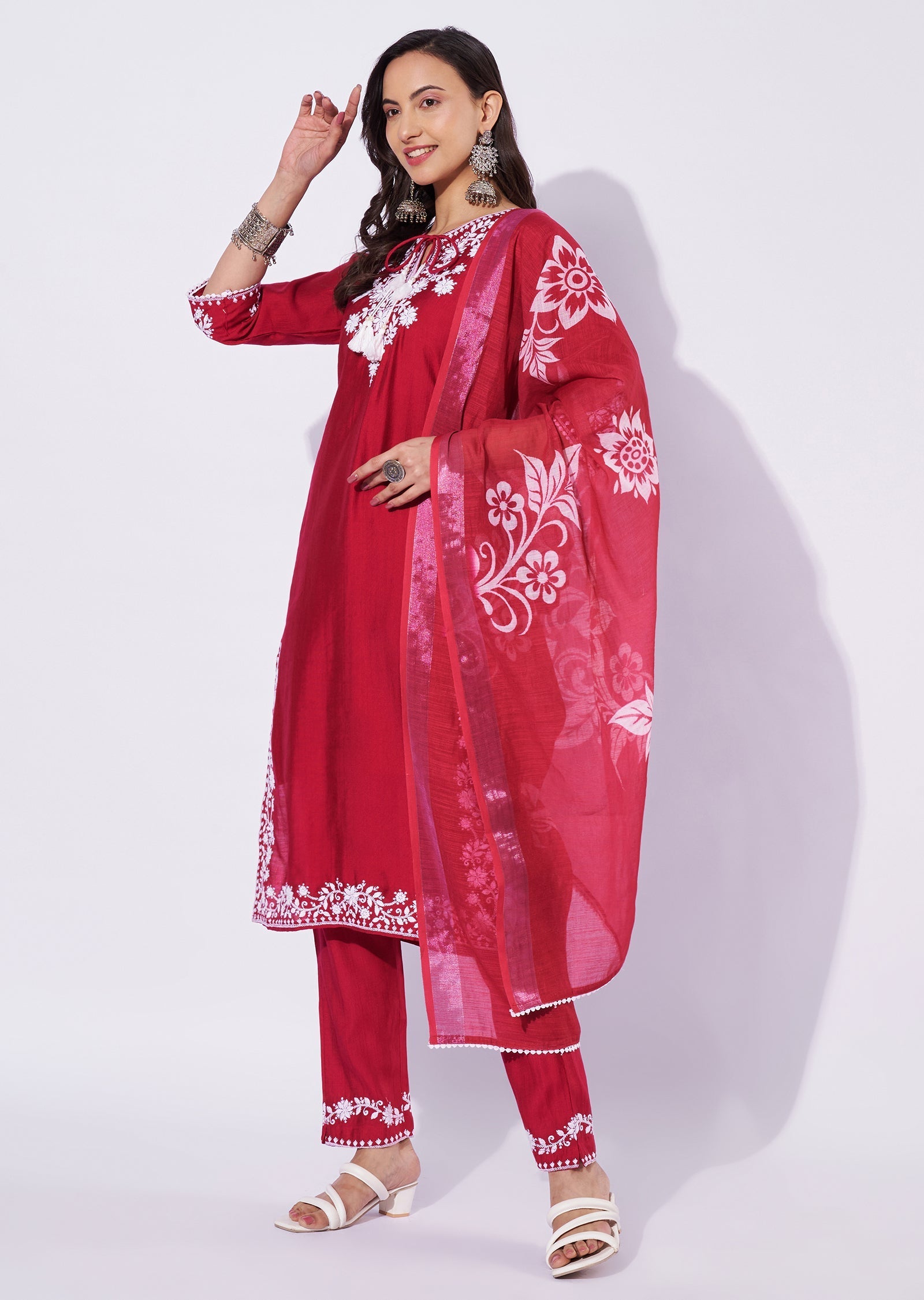 Rani Pink Cotton Straight Cut Suit