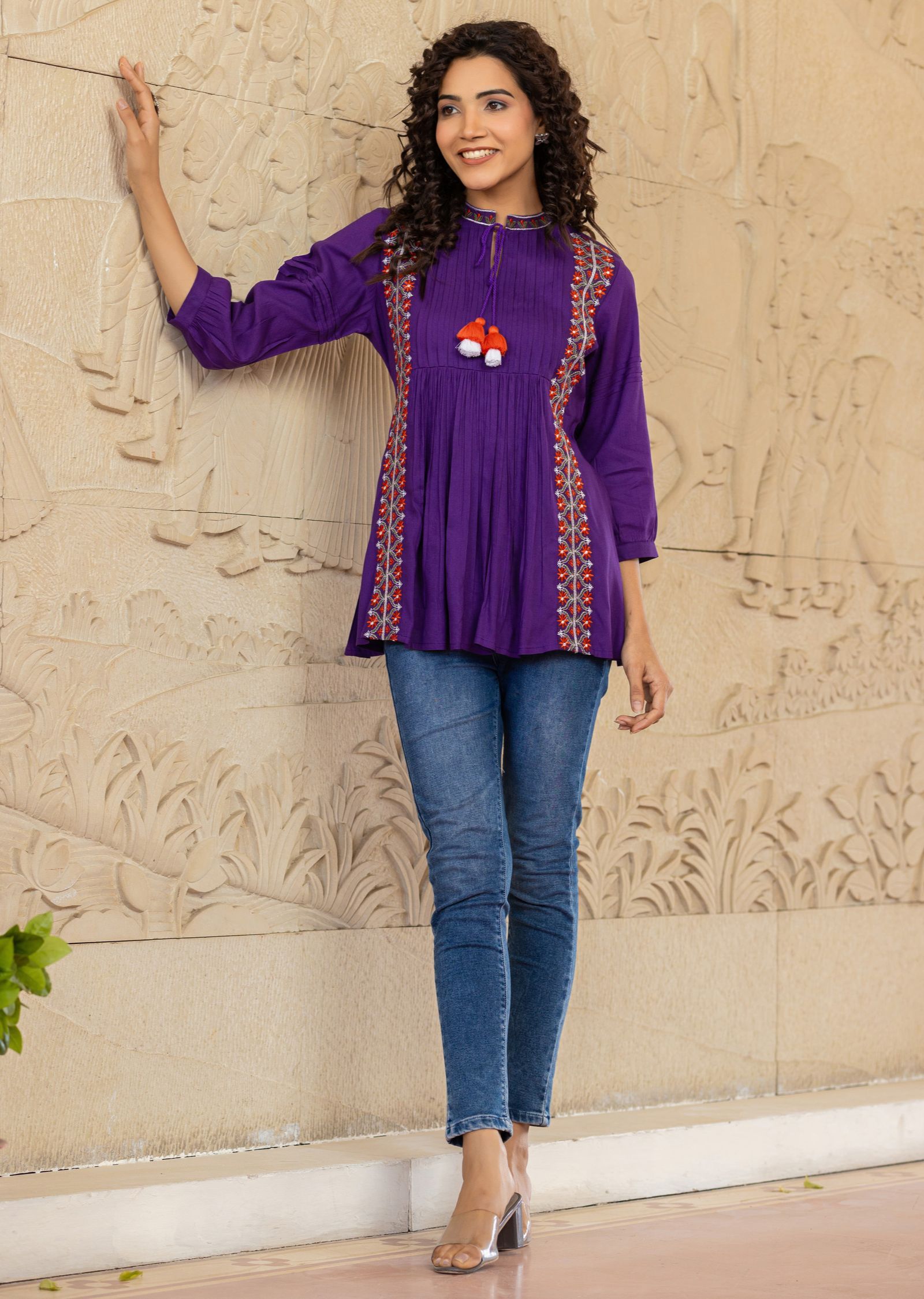 Purple Cotton Kurti Top